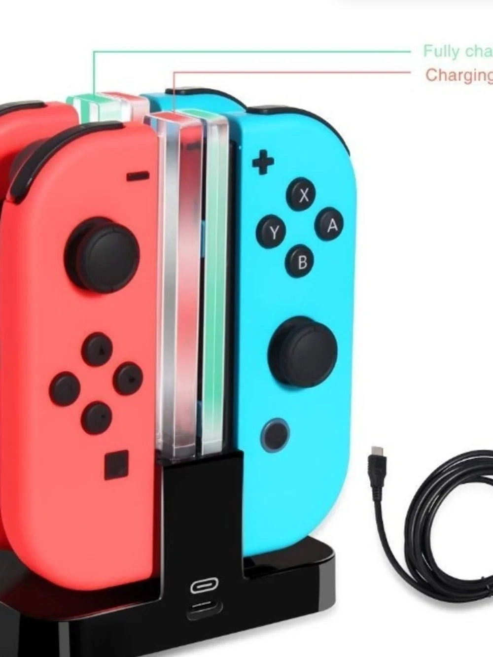 Neon Red & Blue Wireless Controller Charging Dock